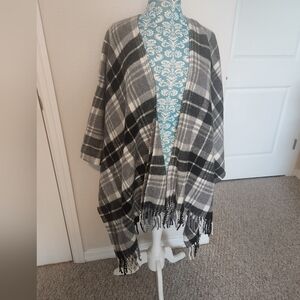Plaid Fringe Shawl